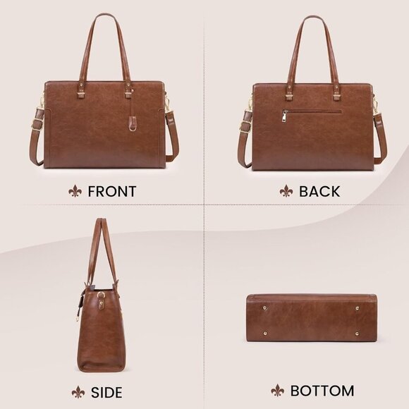 🆕 Women Brown Leather Computer Teacher Retro Business Office Work Shoulder Bag - Picture 7 of 7